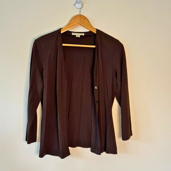 Casual Corner Women's Brown Buttoned Cardigan Size Medium - Picture 3 of 8